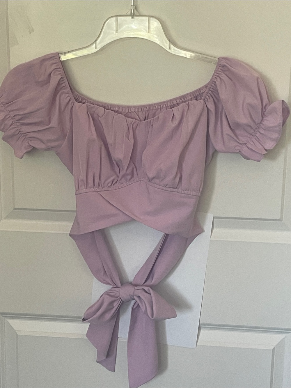 Lyaner Violet Crop Top Small Boho Ruffle - Picture 4 of 7